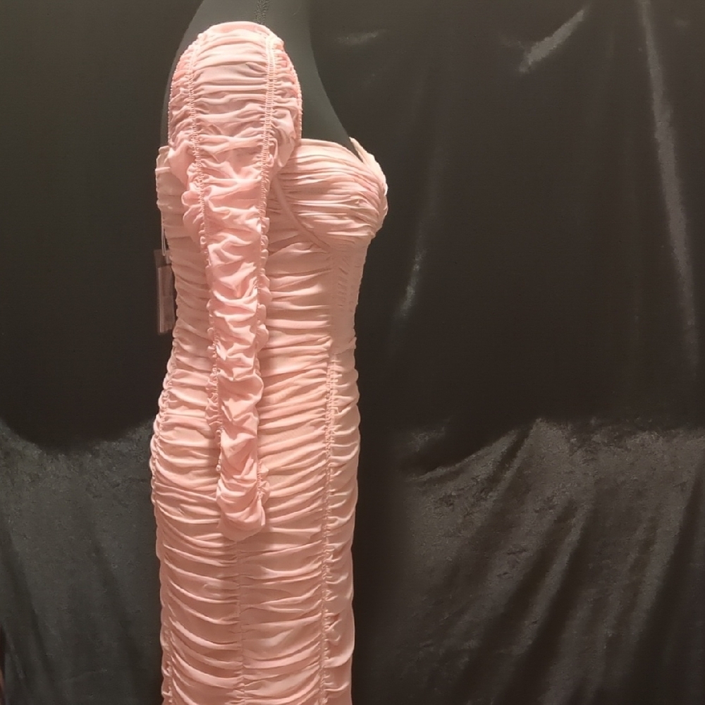 Self-Portrait Pink Ruched Long Sleeve Dress - Picture 4 of 11